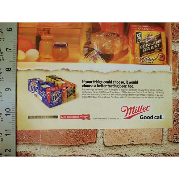 2004 Miller Beer Print Ad Fridge Packed Cans Finally Understands My Fridge Quote - Picture 7 of 7